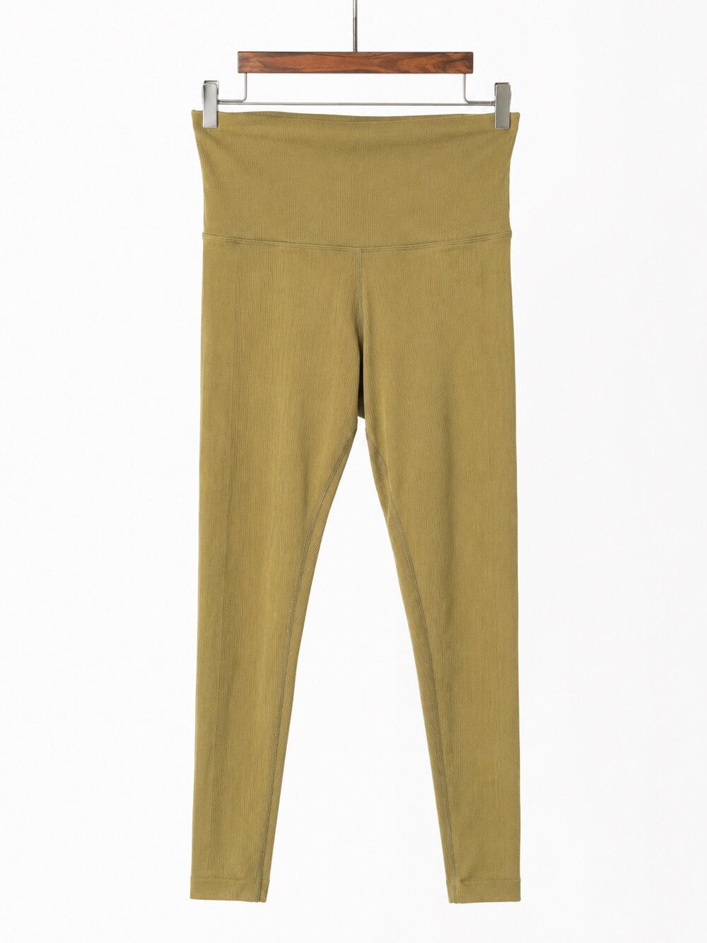 Athleta Women’s Small Olive Green Ribbed High Rise Leggings 7/8 Stretch Yoga